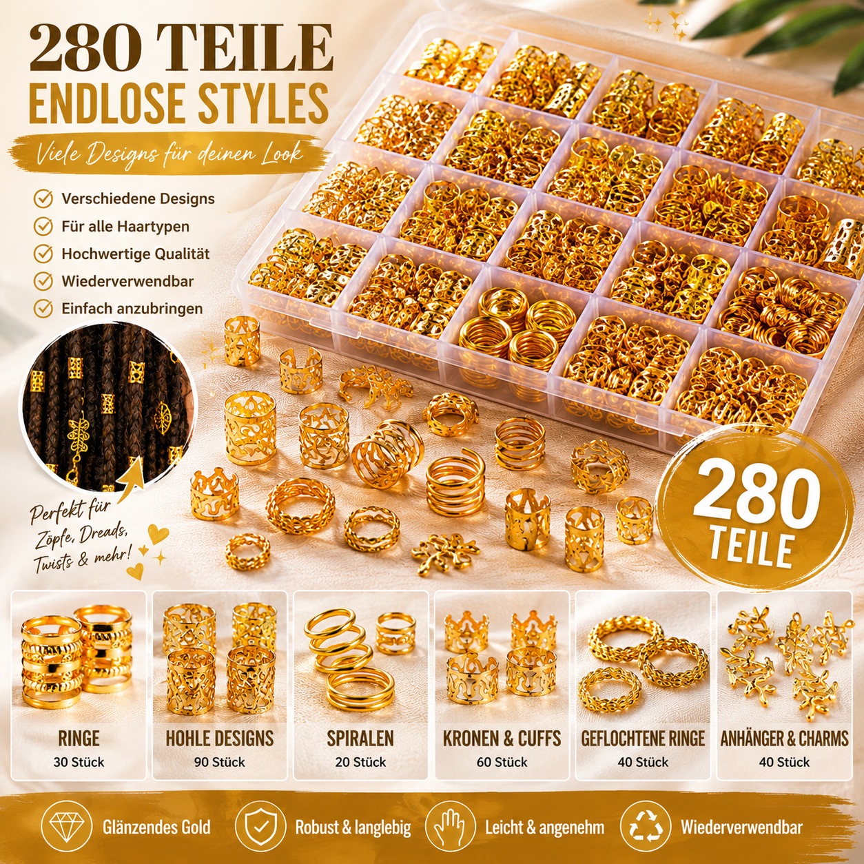 LuxeLoops – Verleihe jeder Frisur einen Hauch von Gold.