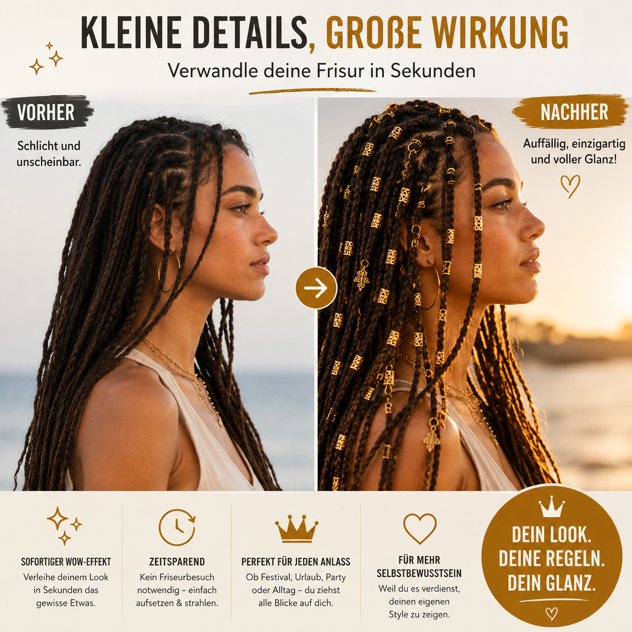 LuxeLoops – Verleihe jeder Frisur einen Hauch von Gold.
